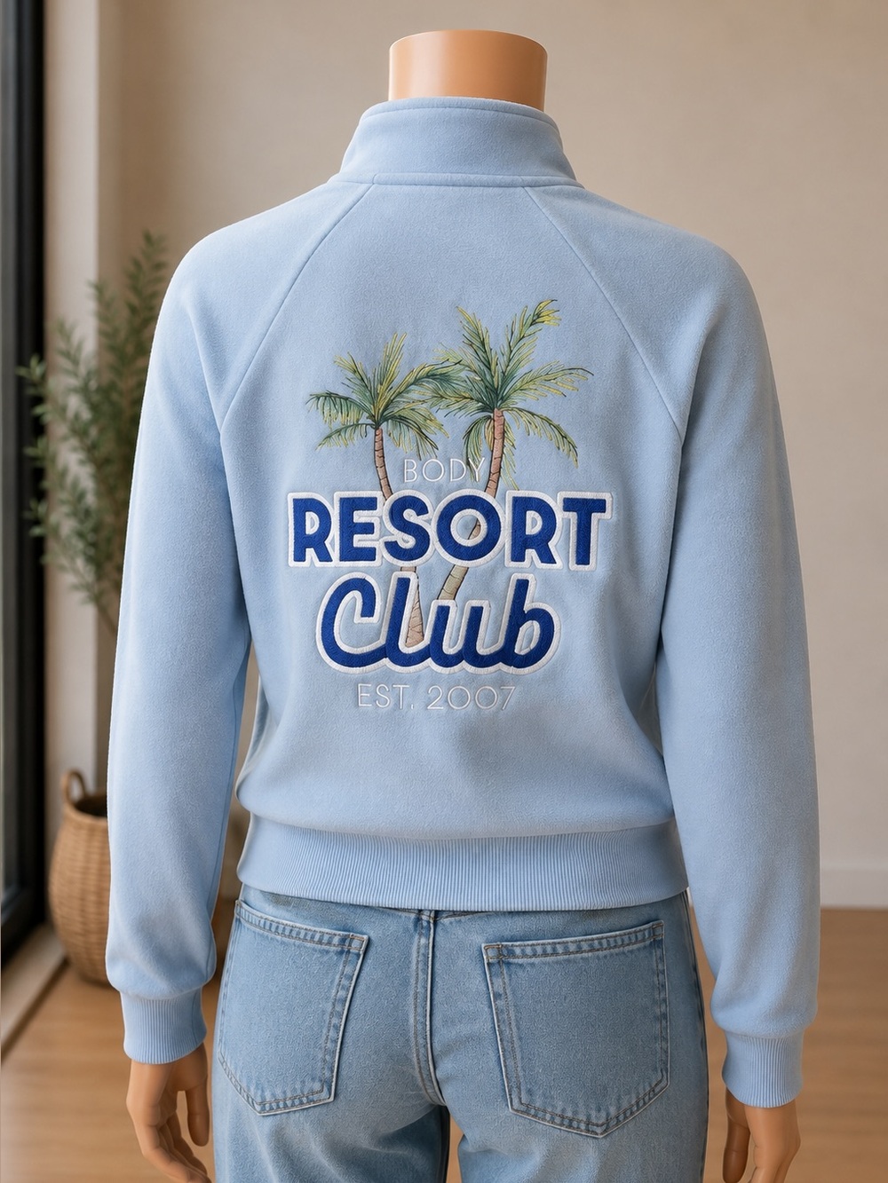 Cotton On Body Resort Club Light Blue Embroidered Sweatshirt S